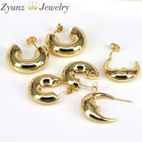 5 Pairs Women Geometric Hoops Earrings Round Smooth Texture Thick Hoops