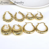 5 Pairs Women Geometric Hoops Earrings Round Smooth Texture Thick Hoops