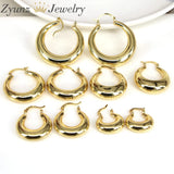 5 Pairs Women Geometric Hoops Earrings Round Smooth Texture Thick Hoops