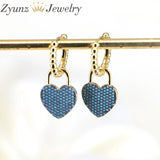 5 Pair Zircon Heart Dangle Earrings Set, Colorful Hoop Ear Cuffs for Women