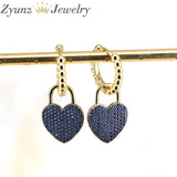 5 Pair Zircon Heart Dangle Earrings Set, Colorful Hoop Ear Cuffs for Women