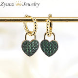 5 Pair Zircon Heart Dangle Earrings Set, Colorful Hoop Ear Cuffs for Women