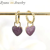 5 Pair Zircon Heart Dangle Earrings Set, Colorful Hoop Ear Cuffs for Women