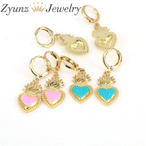 5 Pairs Neon Green Yellow Hoop Dangle Earrings Bright Jewelry Geometric Heart