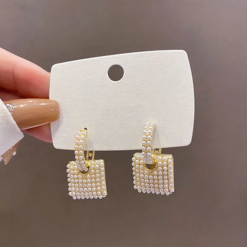Heart Charms Earrings Pearl Shell Beads Vintage Unusual Earrings