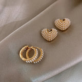 Heart Charms Earrings Pearl Shell Beads Vintage Unusual Earrings