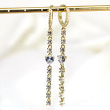 Heart Zircon Tassel Earrings with CZ Charm Jewelry - 5 Pairs