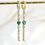 Heart Zircon Tassel Earrings with CZ Charm Jewelry - 5 Pairs