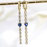 Heart Zircon Tassel Earrings with CZ Charm Jewelry - 5 Pairs