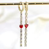 Heart Zircon Tassel Earrings with CZ Charm Jewelry - 5 Pairs