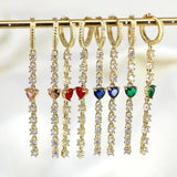 Heart Zircon Tassel Earrings with CZ Charm Jewelry - 5 Pairs