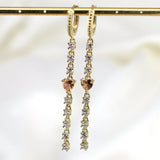 Heart Zircon Tassel Earrings with CZ Charm Jewelry - 5 Pairs