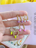 Enamel Drop Earrings Small Geometric Party Jewelry