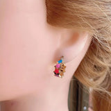 5 Pairs Colorful Star Hoop Earrings for Women, Plated Enamel Small Earrings 15mm