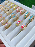 5 Pairs Colorful Star Hoop Earrings for Women, Plated Enamel Small Earrings 15mm