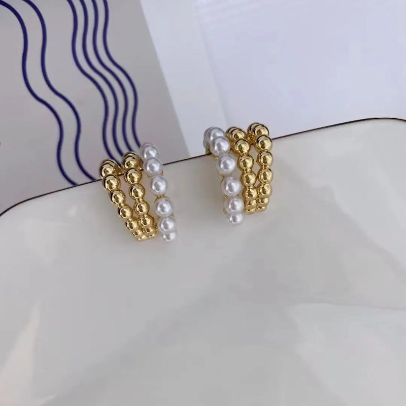 5 Pairs Pearl Shell Clip Earrings, No Piercing Needed