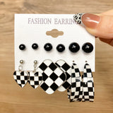 5 Pairs Pearl Resin Clip Drop Earrings Set for Women Girls