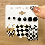 5 Pairs Pearl Resin Clip Drop Earrings Set for Women Girls