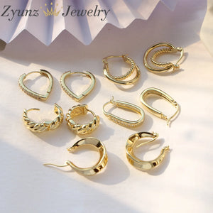 5 Pairs Punk Chunky Hammered Hoop Earrings for Women