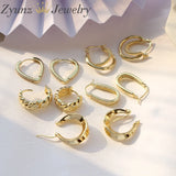 5 Pairs Punk Chunky Hammered Hoop Earrings for Women