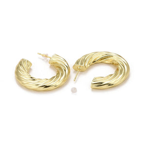 5 Pairs Twisted C Shape Earrings 18K Plated Brass Ear Studs Women Party Jewelry