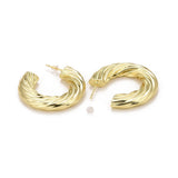 5 Pairs Twisted C Shape Earrings 18K Plated Brass Ear Studs Women Party Jewelry