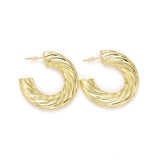 5 Pairs Twisted C Shape Earrings 18K Plated Brass Ear Studs Women Party Jewelry