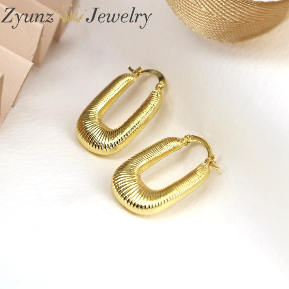 5 Pairs Chunky Hoop Earrings Geometric Metal Statement Vintage Jewelry