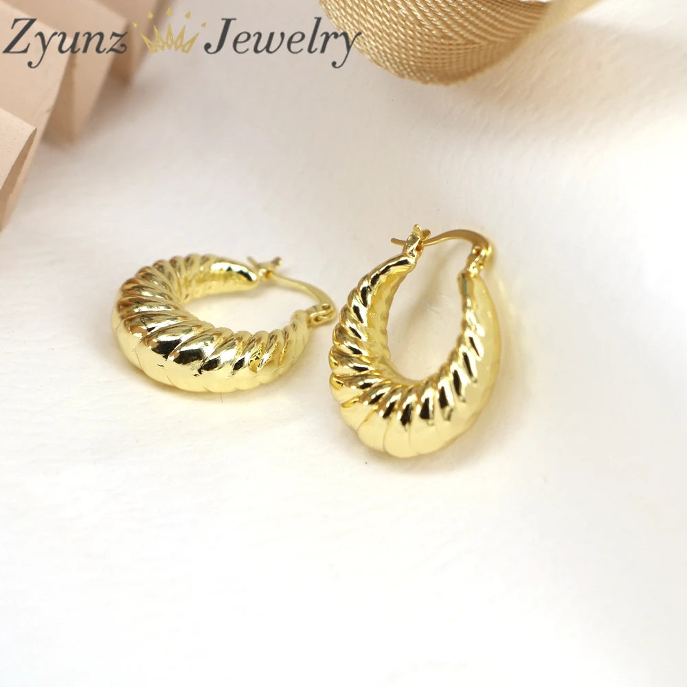 5 Pairs Chunky Hoop Earrings Geometric Metal Statement Vintage Jewelry