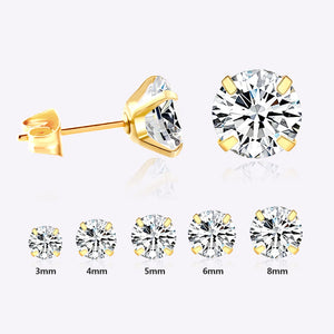 5 Pairs Zircon Stud Earrings Set Silver Stainless Steel Women Jewelry