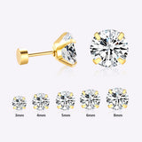 5 Pairs Zircon Stud Earrings Set Silver Stainless Steel Women Jewelry