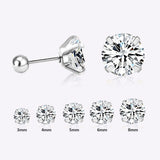 5 Pairs Zircon Stud Earrings Set Silver Stainless Steel Women Jewelry