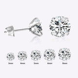5 Pairs Zircon Stud Earrings Set Silver Stainless Steel Women Jewelry