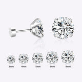 5 Pairs Zircon Stud Earrings Set Silver Stainless Steel Women Jewelry
