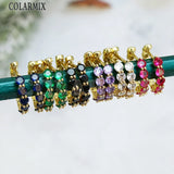 5 Pairs Summer Zircon Hoop Earrings Crystal Jewelry for Women