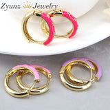 5 Pairs Multicolor Enamel Hoop Earrings for Women Geometric Huggie Jewelry