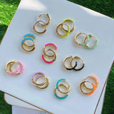 5 Pairs Multicolor Enamel Hoop Earrings for Women Geometric Huggie Jewelry