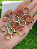 5 Pairs Multicolor Enamel Hoop Earrings for Women Geometric Huggie Jewelry