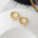 5 Pairs Women's Pearl Hoop Earrings Bohemian Jewelry
