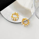 5 Pairs Women's Pearl Hoop Earrings Bohemian Jewelry