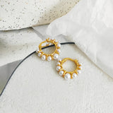 5 Pairs Women's Pearl Hoop Earrings Bohemian Jewelry