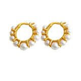 5 Pairs Women's Pearl Hoop Earrings Bohemian Jewelry