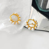 5 Pairs Women's Pearl Hoop Earrings Bohemian Jewelry