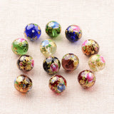 5 Pcs 12mm Flower Printed Glass Round Beads DIY Jewelry Making