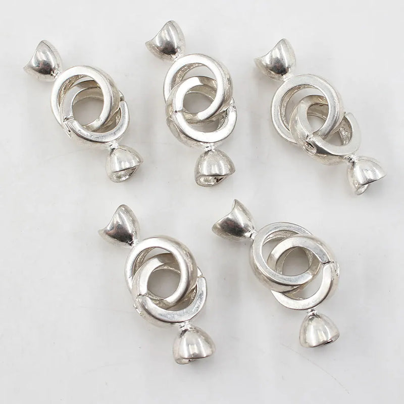 5 Pcs 15MM Moon Circle Silver Plated Clasps For Jewelry Making