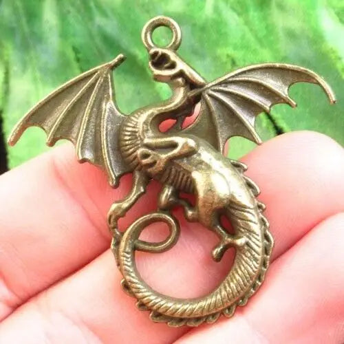 5 Pcs Charm Dragon Fly Pendant Vintage Animals Necklace Bracelet Making