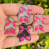 5 Pcs Afro Beauty Queen Woman Charms CZ Paved for Jewelry