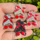 5 Pcs Afro Beauty Queen Woman Charms CZ Paved for Jewelry