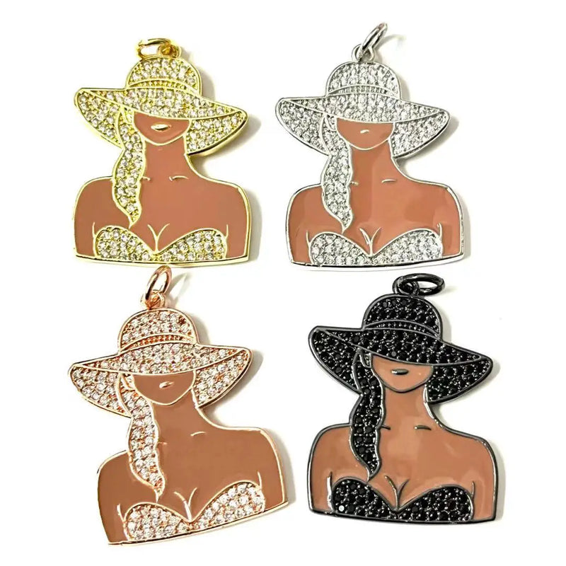 5 Pcs African American Woman Queen Charms Pendant for Jewelry Making