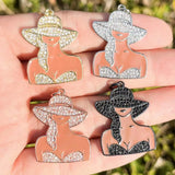 5 Pcs African American Woman Queen Charms Pendant for Jewelry Making